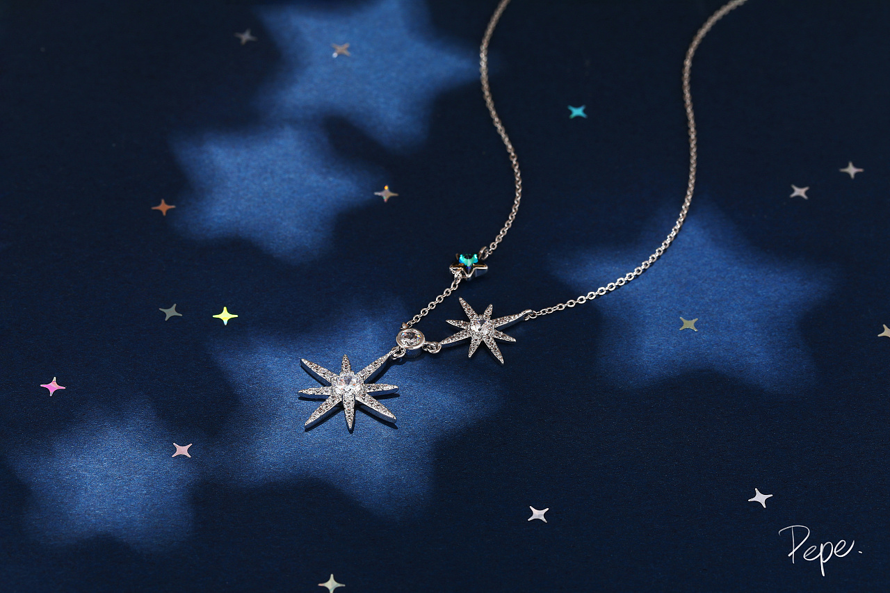 珠宝摄影 | 深海星空 星星项链 深蓝色系 首饰产品拍摄
