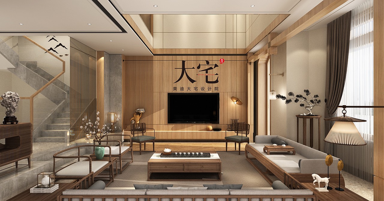 美迪大宅设计院 丨 长沙别墅-中海天鉴-现代中式风