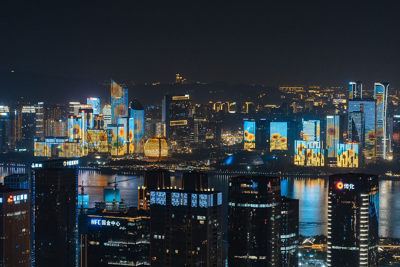 杭州城的夜景 不一样的钱江新城