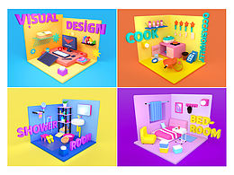 C4D | 卡通小房間