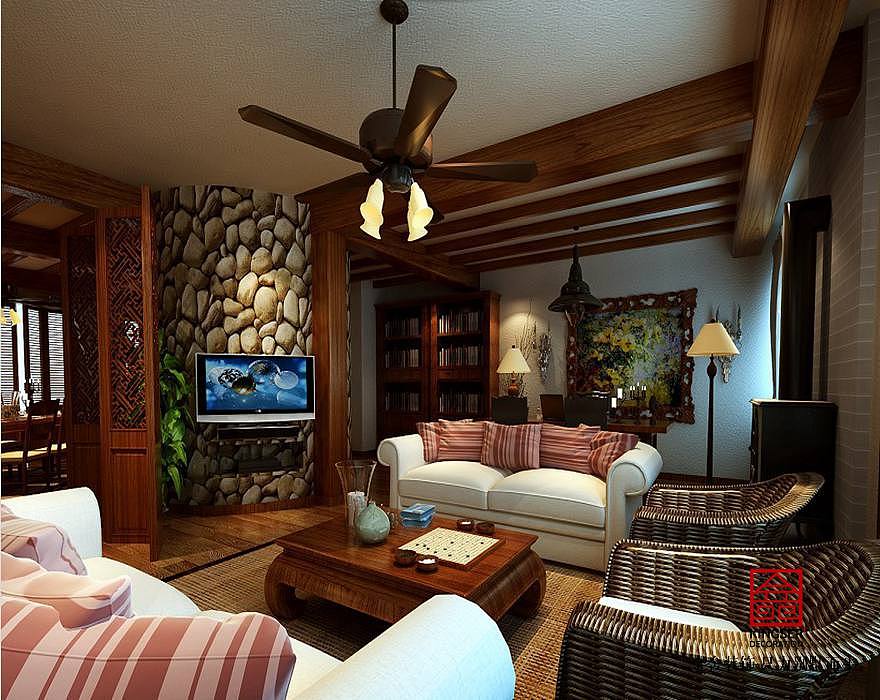 荣盛抱犊寨阿尔卡迪亚220平米东南亚风格装修效果图