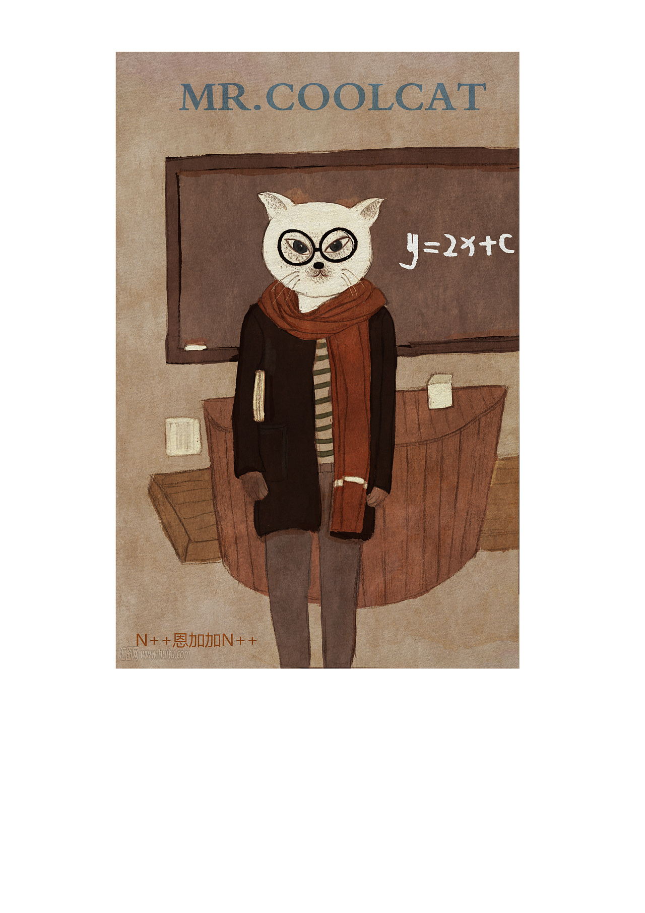 冷猫先生系列二#上课上课|插画|商业插画|恩加加 - 原创作品 - 站酷