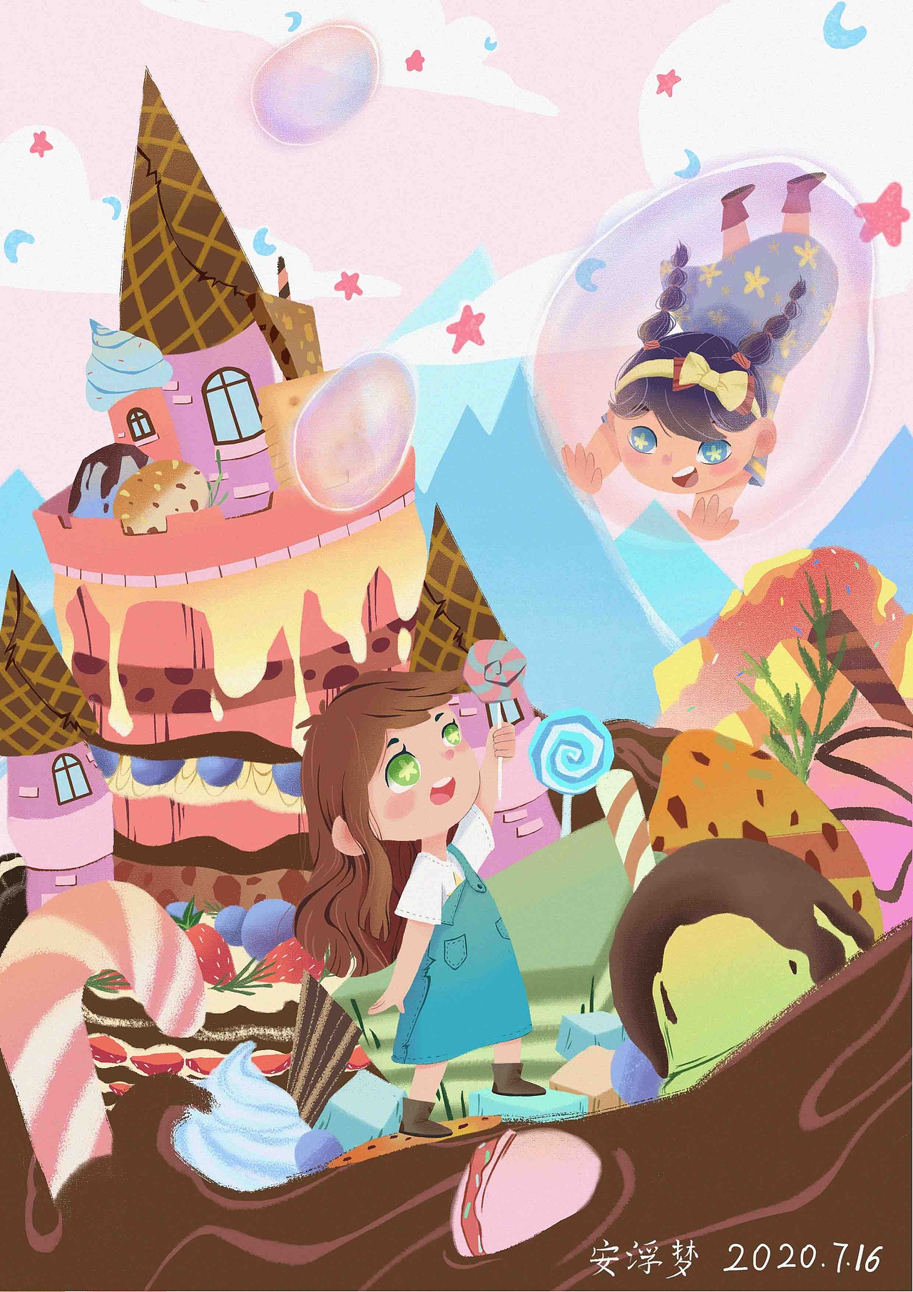 甜品梦工厂|插画|儿童插画|安浮梦_原创作品-站酷zcool