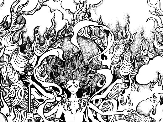 哪吒之魔童降世线描海报