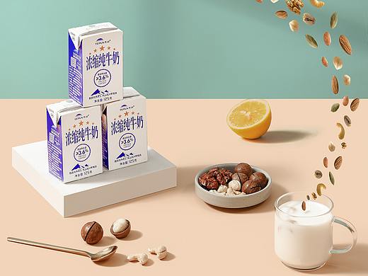 早餐牛奶，营养牛奶 纯牛奶 天润纯牛奶拍摄  产品拍摄