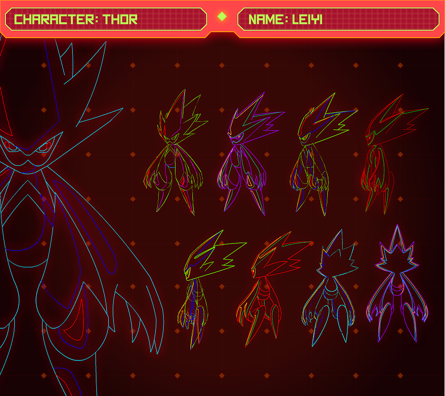 雷伊线稿(含高光线,阴影线)因为需要做转面动画和设定,需要用不同的