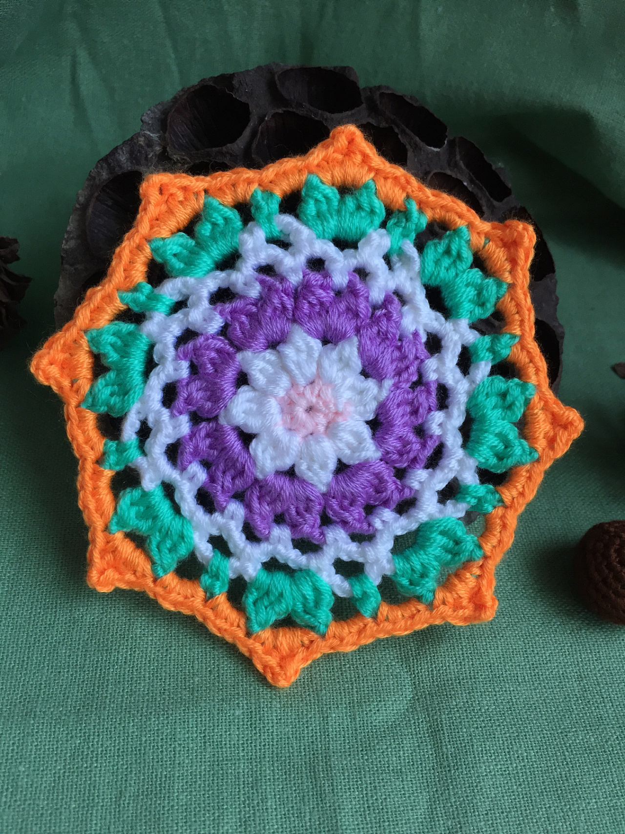 民族风—手工钩织毛线杯垫