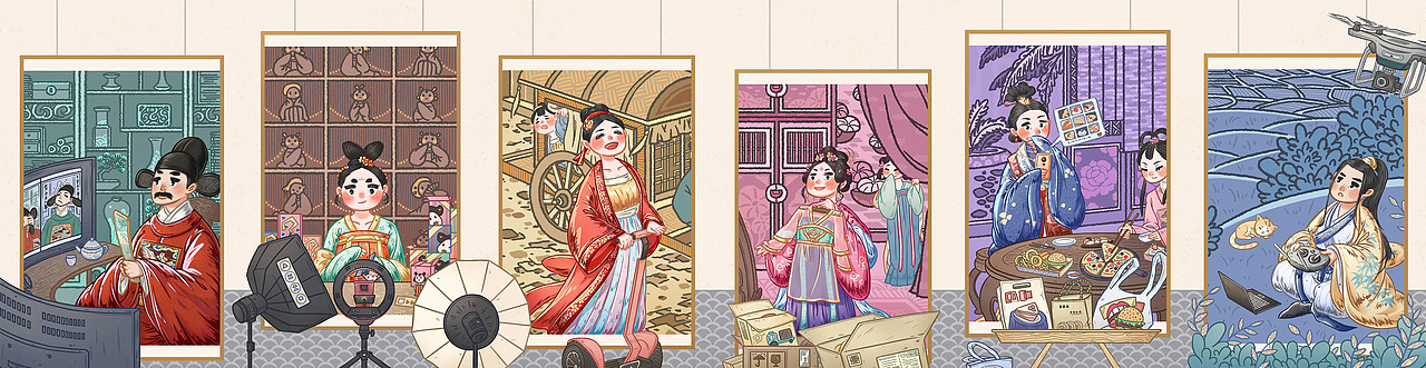 画中画—体验新生活（图ZMjI4MjQ1ODQ0） - 商业插画 - 站酷设计师雀生生原创素材 - 站酷ZCOOL