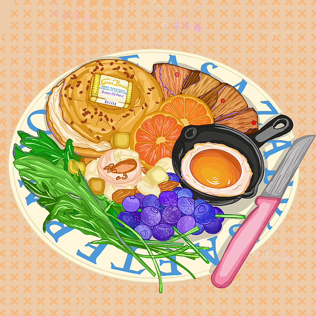 iPad线稿风插画｜简餐系列（图ZMzM0NTk5MDE2） - 商业插画 - 站酷设计师柠小萌吖原创素材 - 站酷ZCOOL