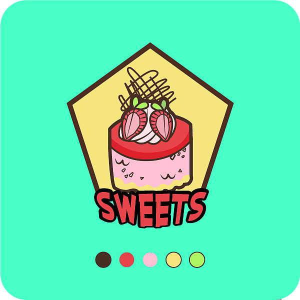 插画 甜点 纯色配色