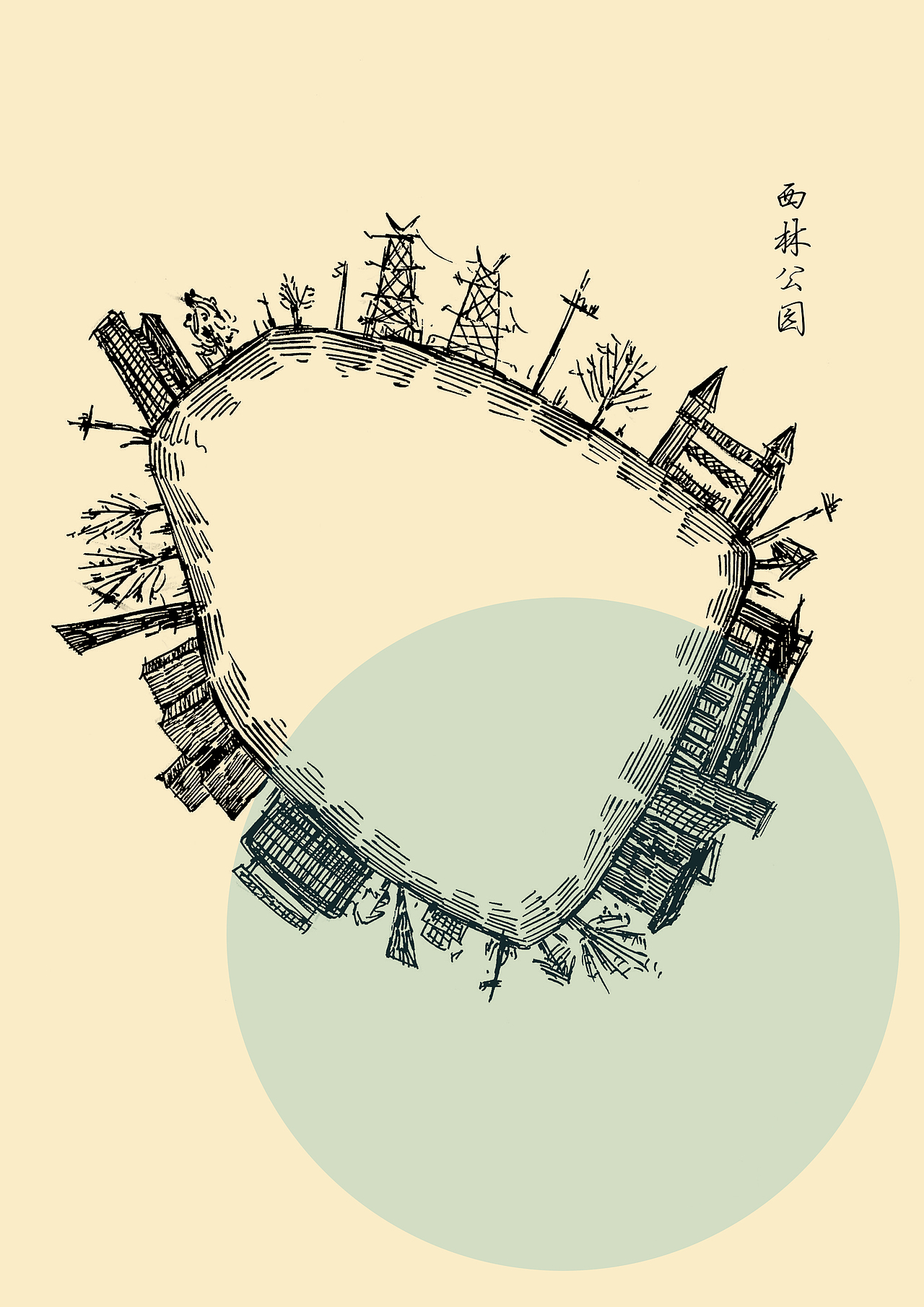 创意手绘地图关于常州