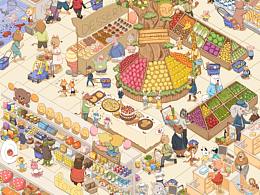 动物世界插画《超级市场》