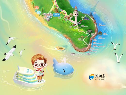 手绘地图定制  景区手绘地图    手机智慧地图