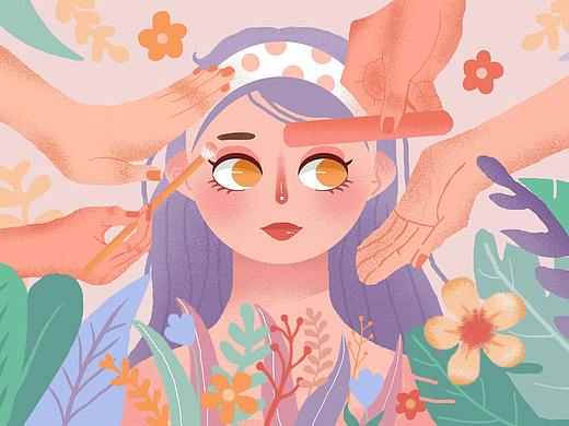 临摹的美妆插画