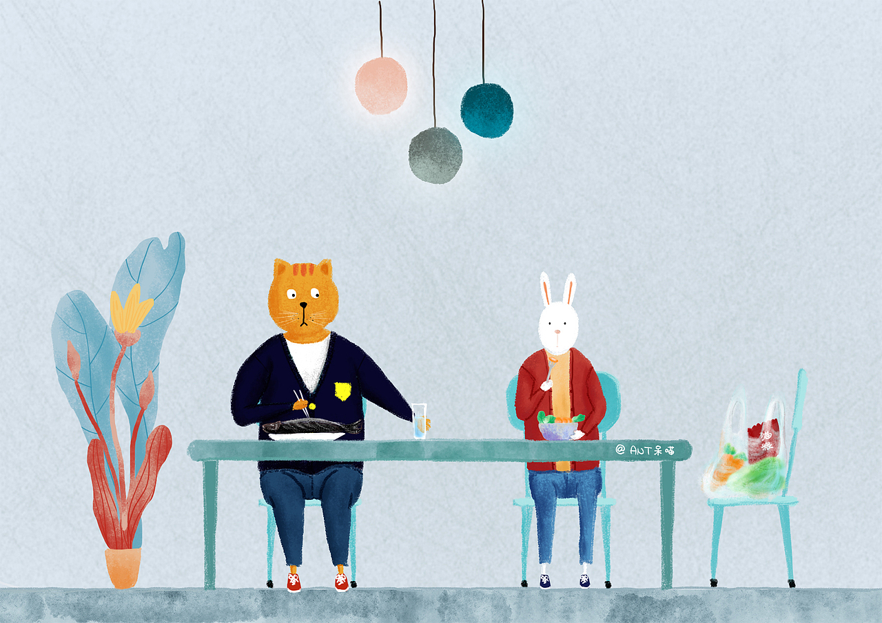 猫与兔（图ZNzQ3ODcxNzY=） - 创作习作 - 站酷设计师呆喵插画原创素材 - 站酷ZCOOL