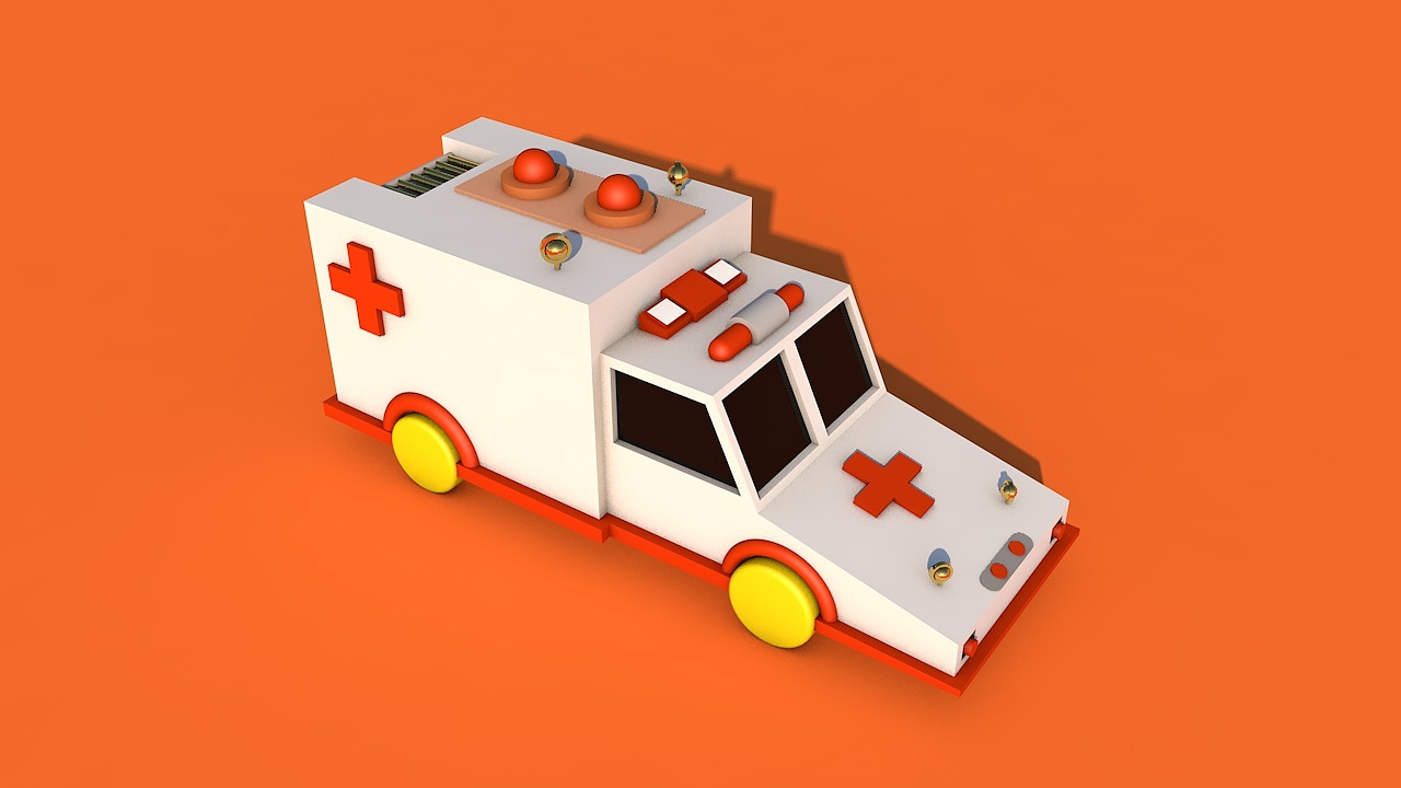 c4d建模学习卡通救护车的建模打造