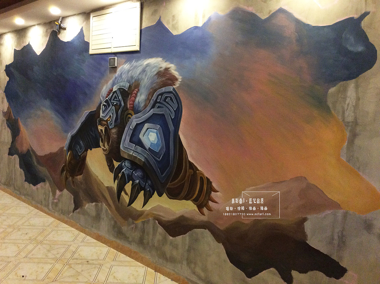 网咖3D立体画英雄联盟3D墙绘欣赏