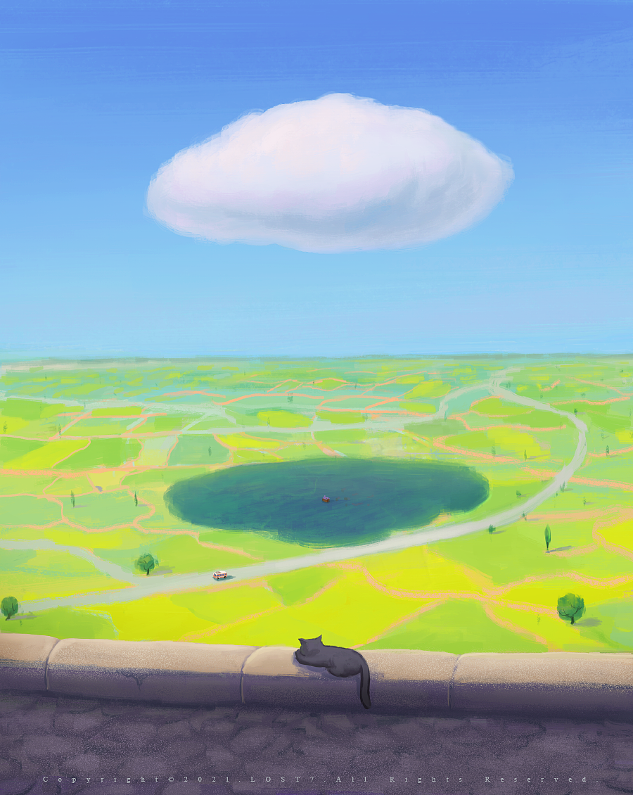 慵懒的猫自在的云朵