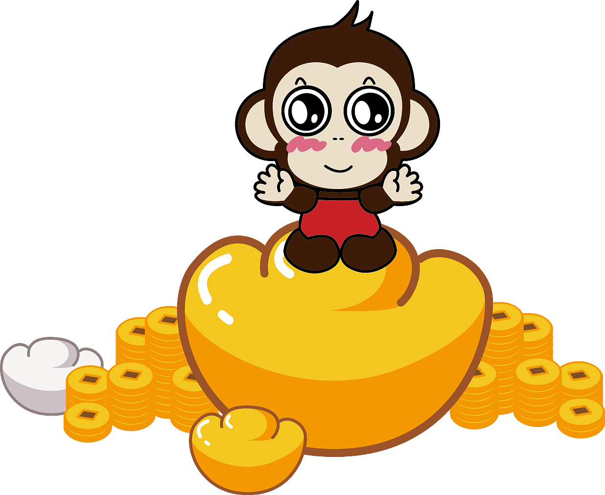 可爱的猴子新年快乐卡通矢量插图插画图片素材_ID:424630676-Veer图库