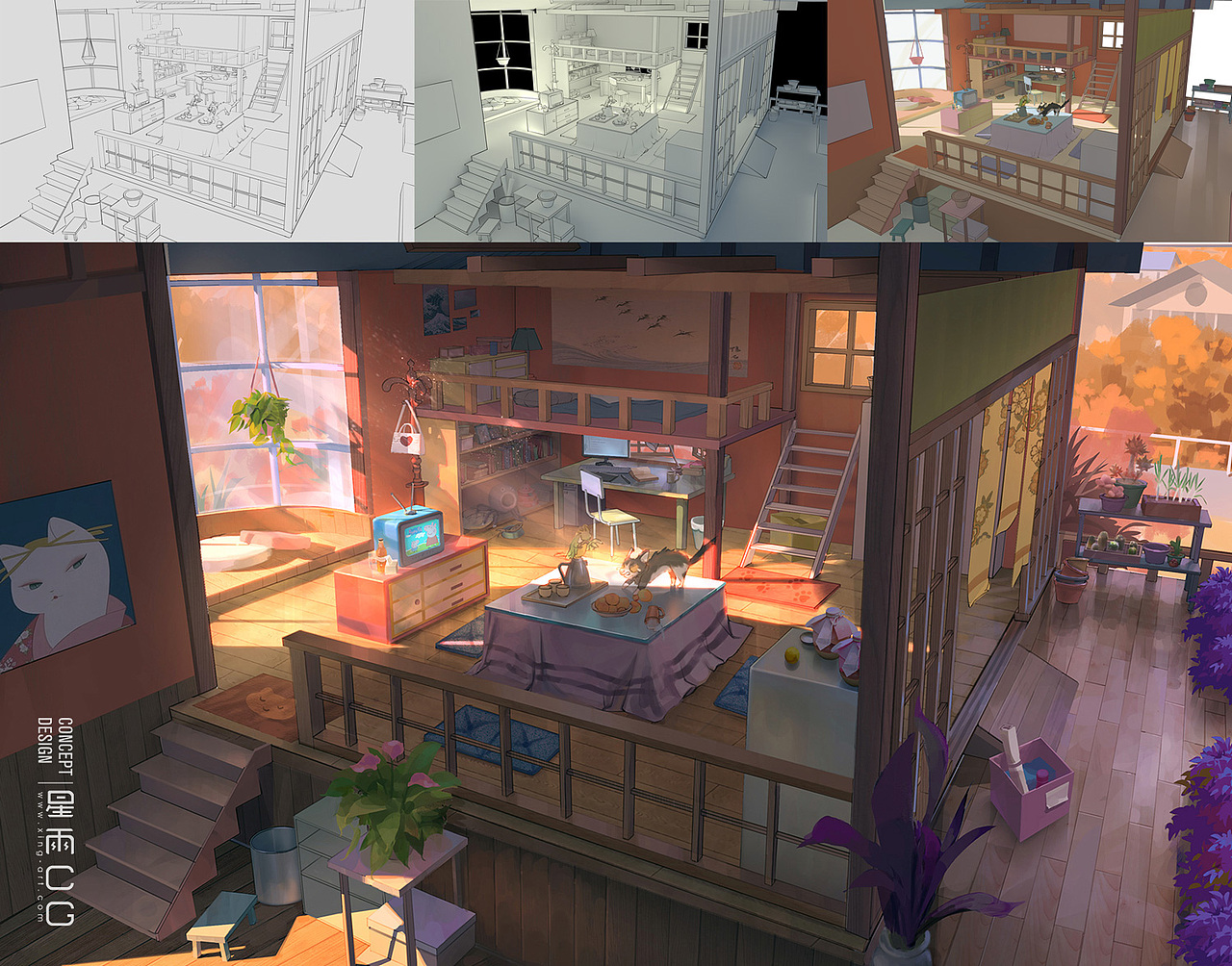 2020暑期场景室内设计作品步骤_星雨cg艺术中心-站酷zcool