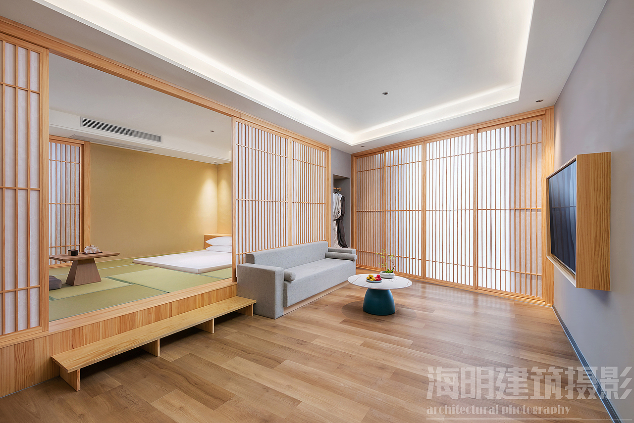 酒店建筑拍摄-杭州鹿岛鹿角日式榻榻米酒店
