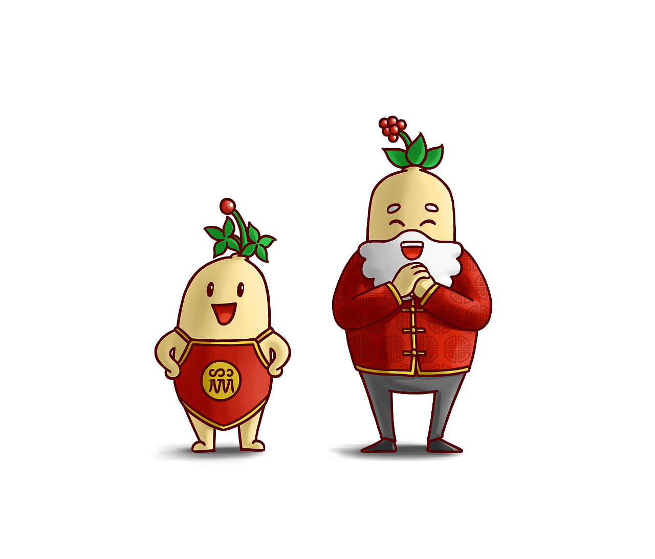 为主题,并且需要体现老少皆宜的特点,因此设计了人参爷爷与孙子的组合