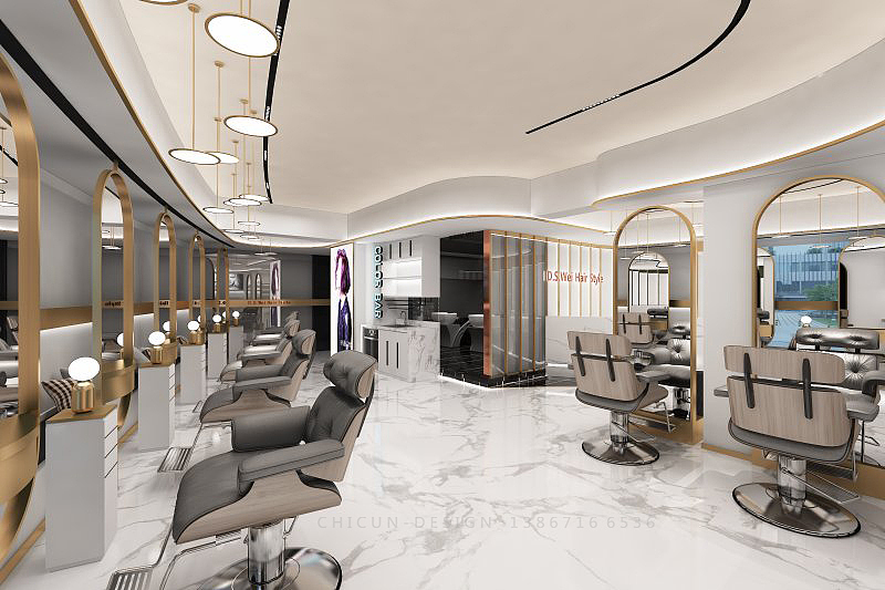 尺寸设计|上海理发店发廊空间效设计,低调中彰显高贵