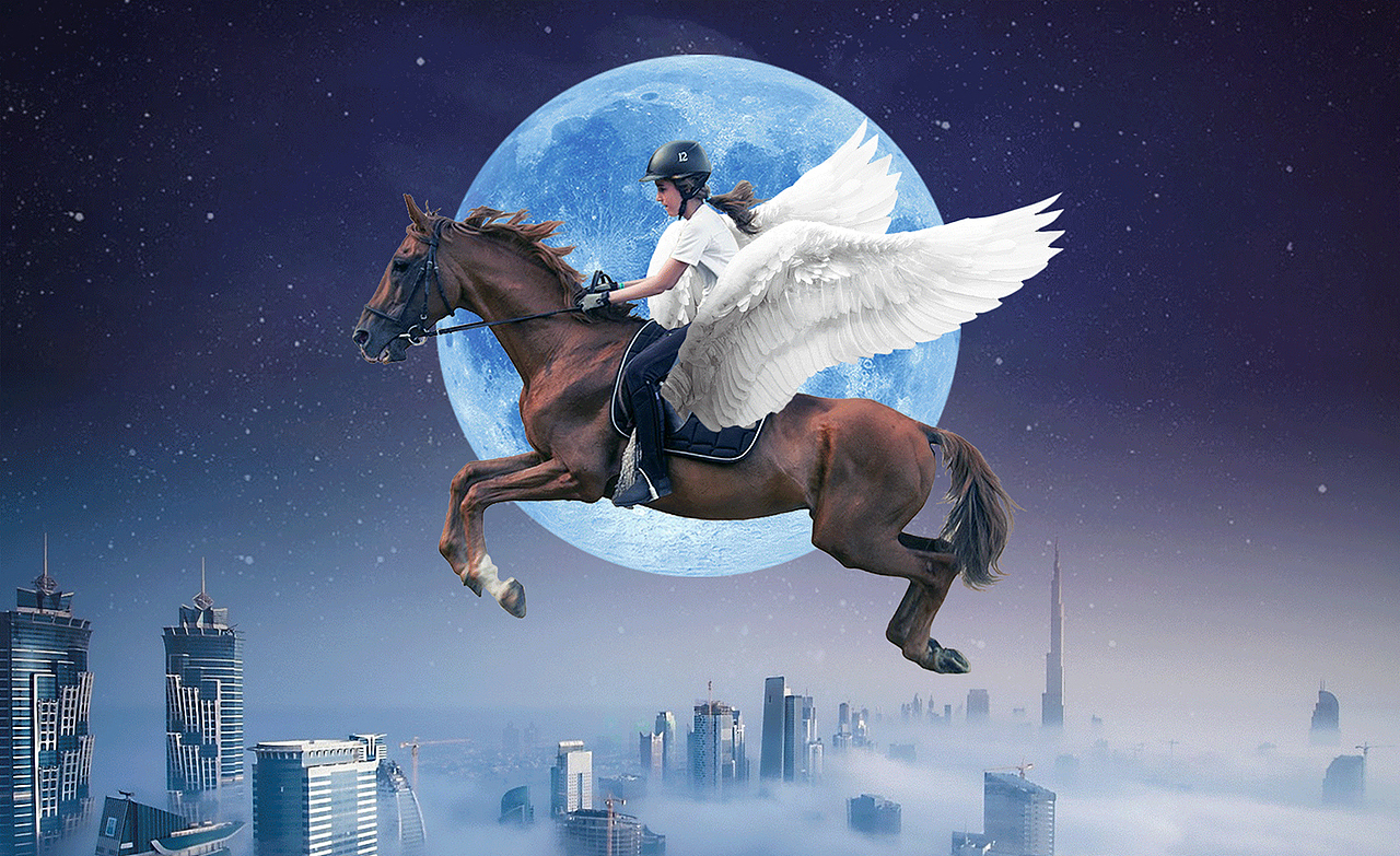 (合成)创意儿童骑马合成(附动图)|平面|海报|max全能嘉辉_临摹作品