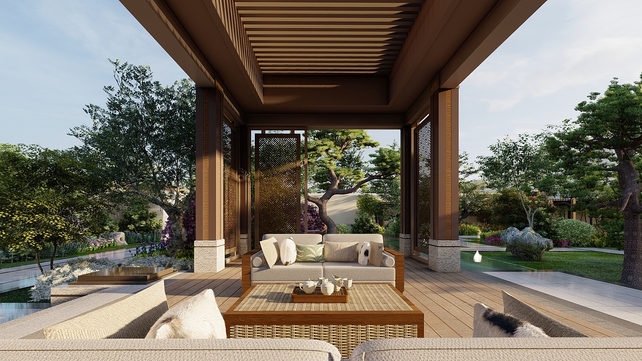 中式四合院现代中式景观（图ZMjE1MjY5NTQ0） - 景观设计 - 站酷设计师熙陆设计Tommy原创素材 - 站酷ZCOOL