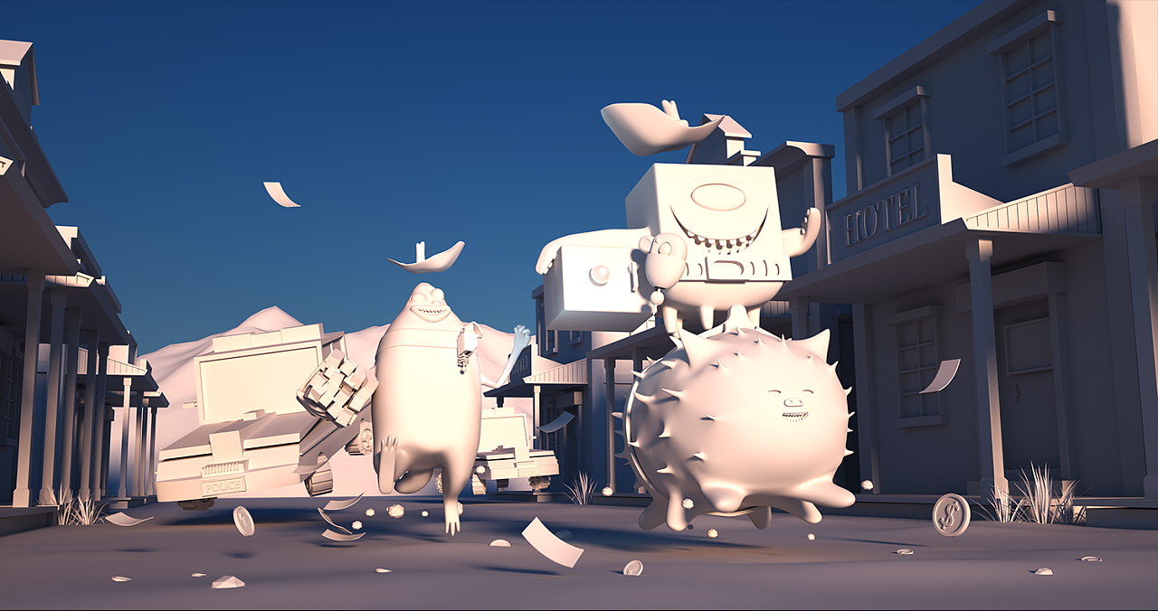 这是一个课程毕业设计作品,讲述的是一个宁静的傍晚,洛克小镇突然