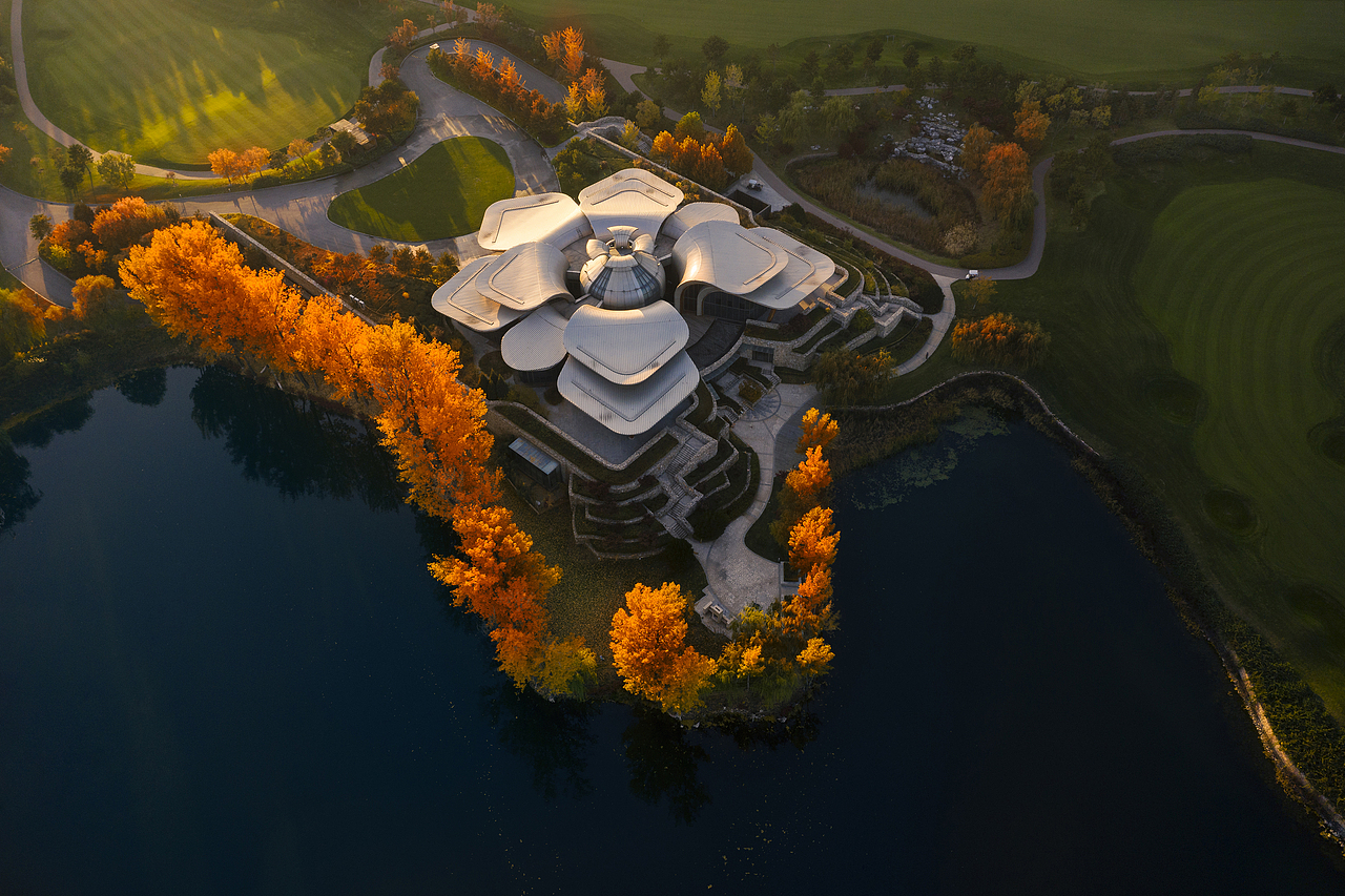 创意摄影标签雁栖湖科技展示馆建筑空间摄影雁栖湖航拍雁栖湖秋景建筑