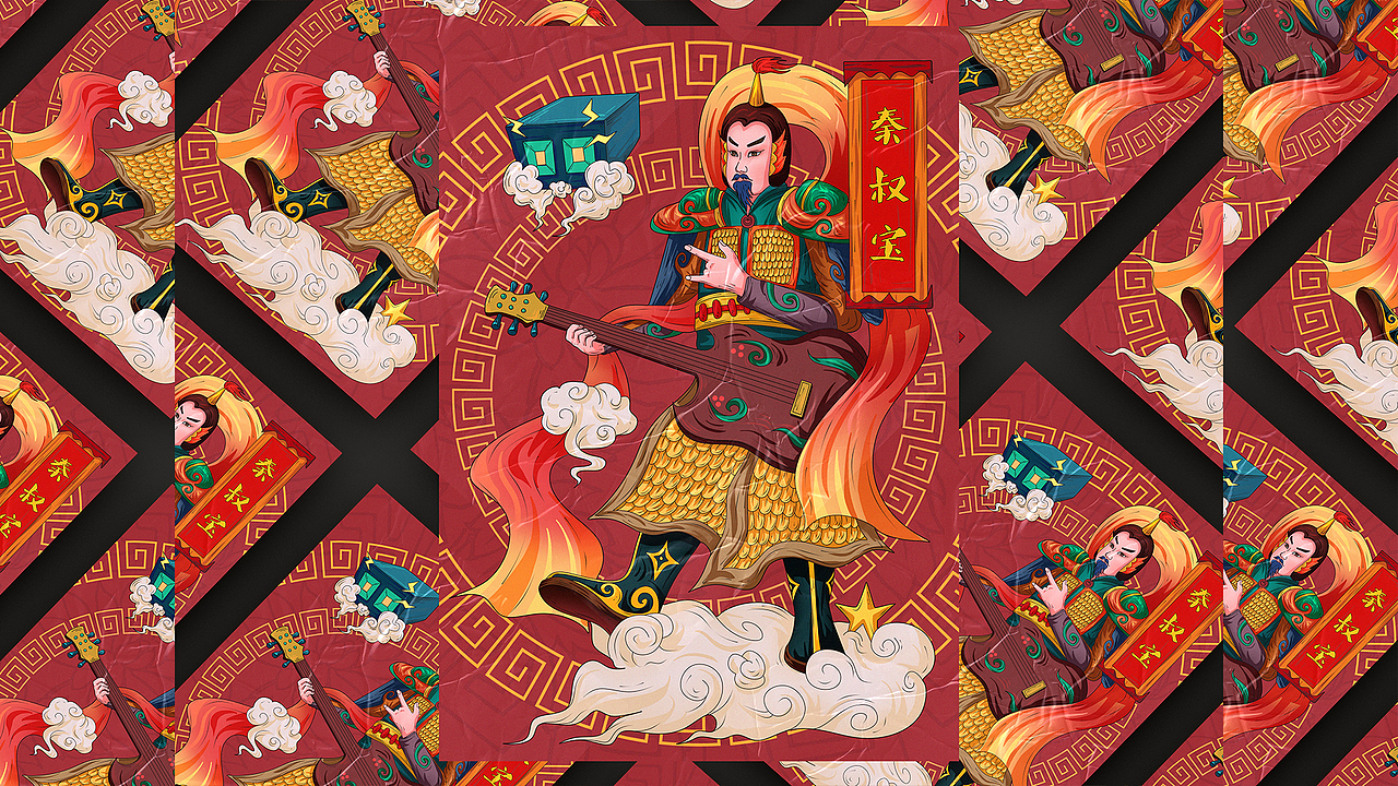 国潮门神（图ZMjUyMTk2MDQ0） - 商业插画 - 站酷设计师思哲biu原创素材 - 站酷ZCOOL