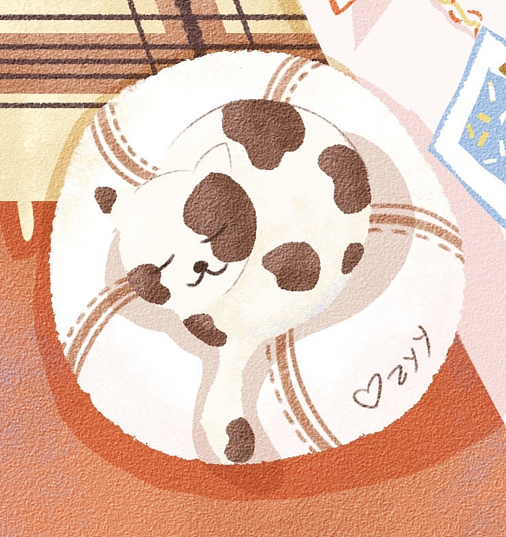 在旁边睡觉的小猫咪~（自己的小心机嘻嘻）