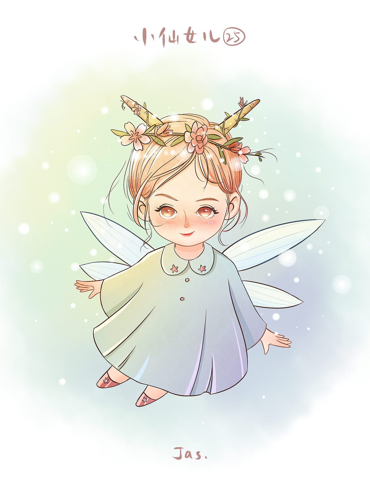 小仙女儿q版卡通人物肖像