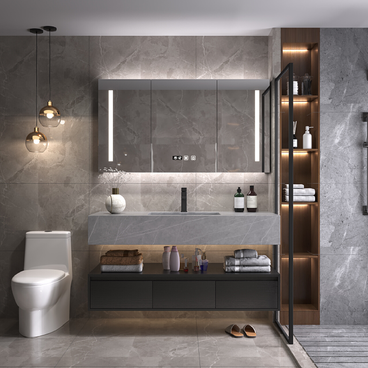 不锈钢浴室柜-YS023 新中式·旖旎轩 - 不锈钢浴室柜-YS023 新中式·旖旎轩
