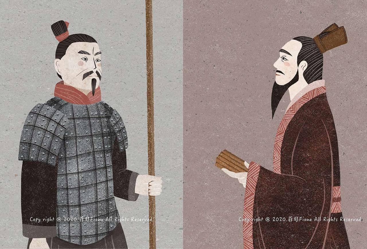 一组关于古代战争的插画