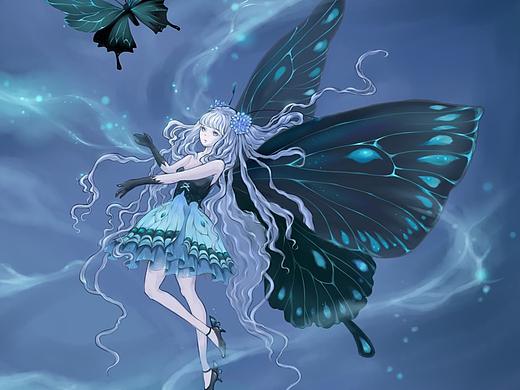 黑鳳蝶與bluemoon（個人主頁-ZMzM5NDIwNTY=） - 藝術插畫 - 站酷設計師螢小七原創(chuàng)素材 - 站酷ZCOOL