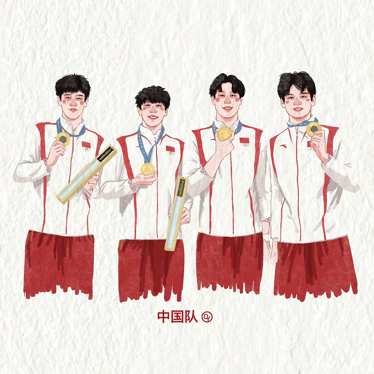 巴黎奥运会夺金时刻（图ZMzc5NjE3OTA4） - 艺术插画 - 站酷设计师喻巧原创素材 - 站酷ZCOOL