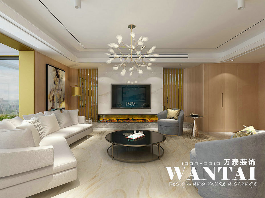 泰安国山墅装修|国山墅253m²大平层现代轻奢装修效果图