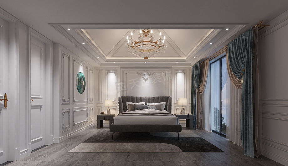 首钢美利山别墅装修案例,浪漫法式风设计效果图