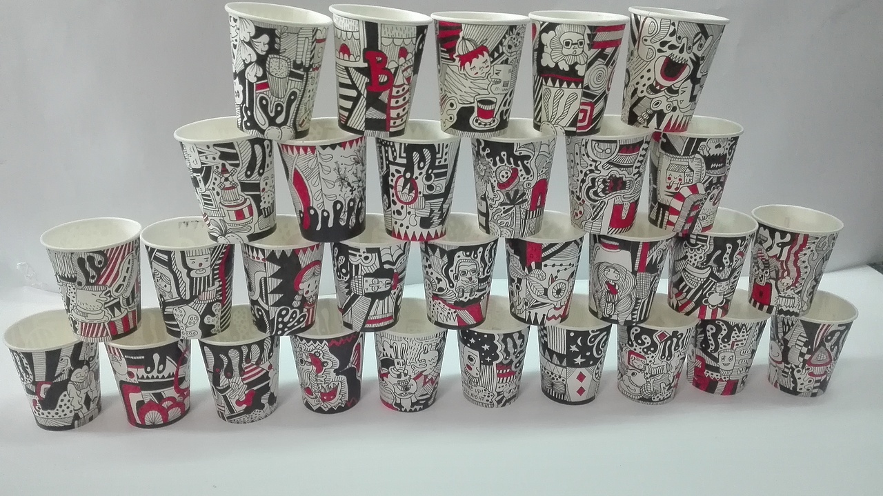 《纸杯涂鸦》（图ZMTIxNDg0MDM2） - 新锐潮流插画 - 站酷设计师猪头不是猪YY原创素材 - 站酷ZCOOL