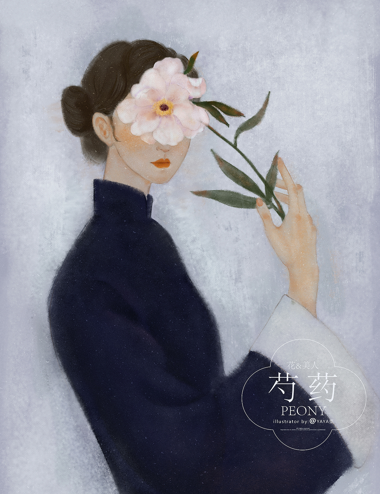 中国风插画-花与美人（图ZMjIwMzY0ODI0） - 商业插画 - 站酷设计师栗二三原创素材 - 站酷ZCOOL