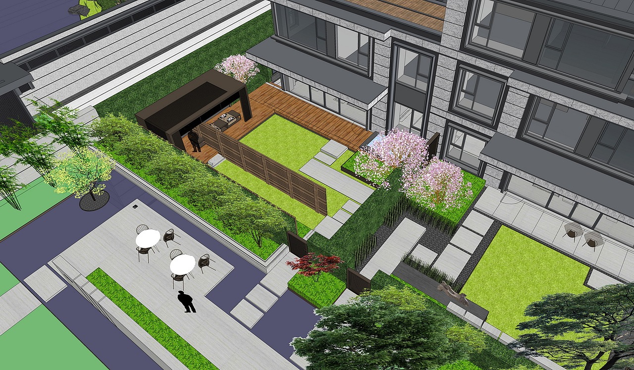 融创领馆壹号院别墅庭院景观su模型下载