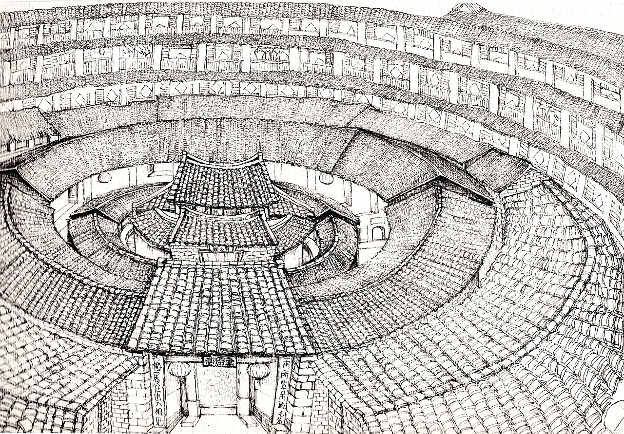 福建土楼【手绘过程教学图】