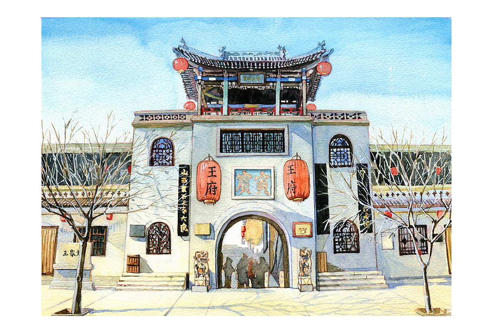 手绘城市系列——《山西》|插画|商业插画|阿骨aoki_原创作品-站酷