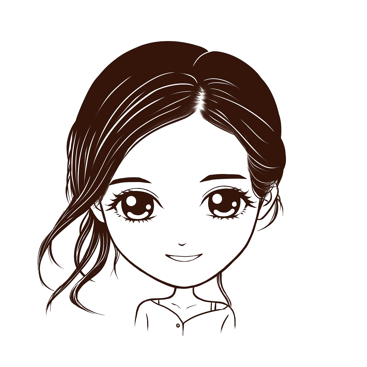 照片转手绘q版人物黑白线稿