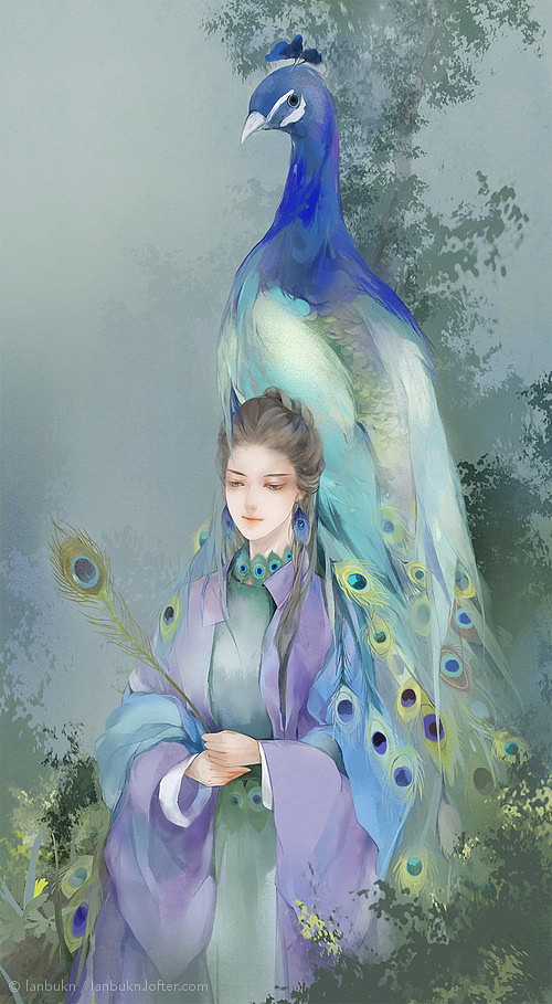 一只孔雀（图ZMTM0MTk4NDE2） - 艺术插画 - 站酷设计师杉蓝原创素材 - 站酷ZCOOL