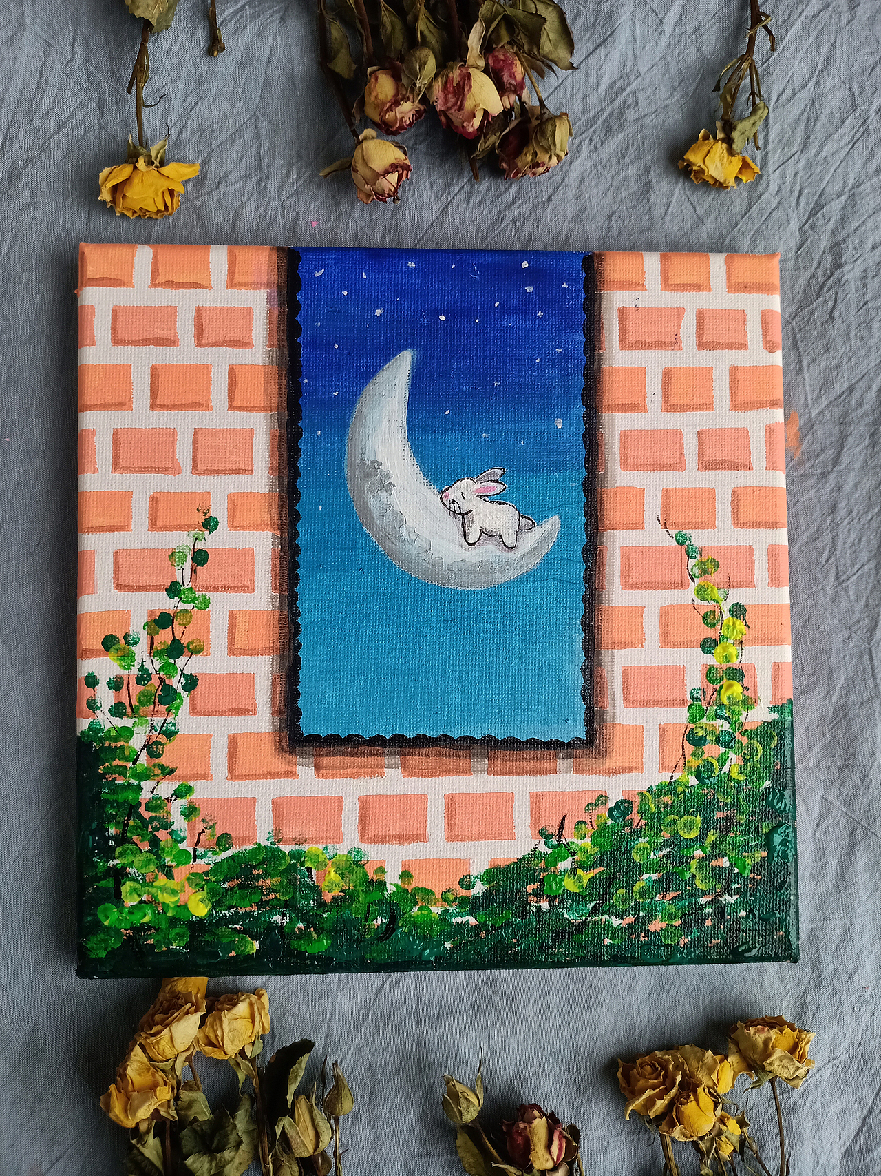 丙烯画纯手绘风景花朵