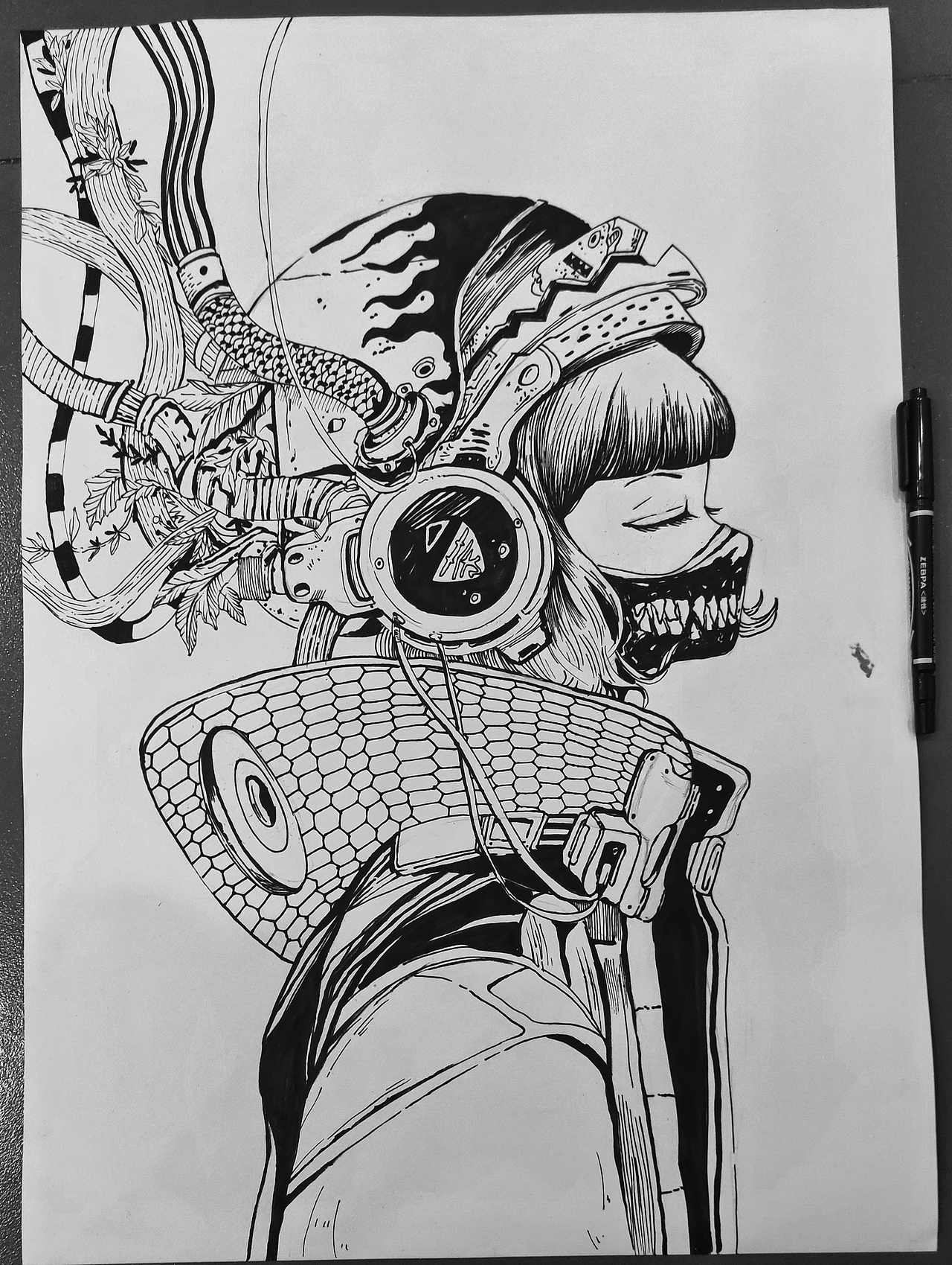 黑白线描|插画|创作习作|奶茶你好_临摹作品-站酷zcool