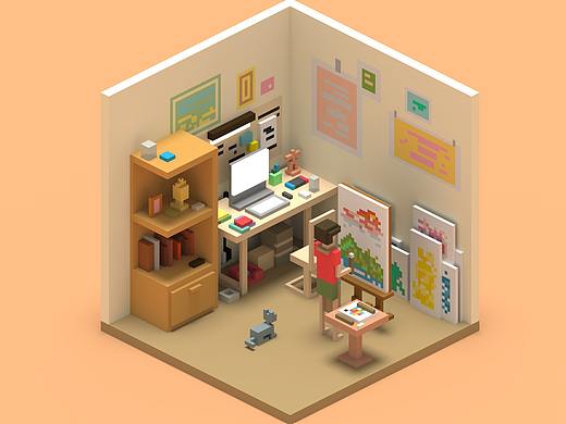 画家的房间 magicavoxel
